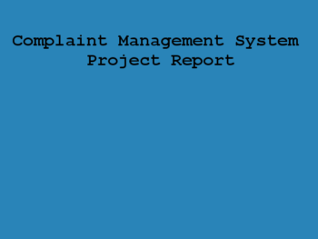 Complaint-Management-System-Project-Report